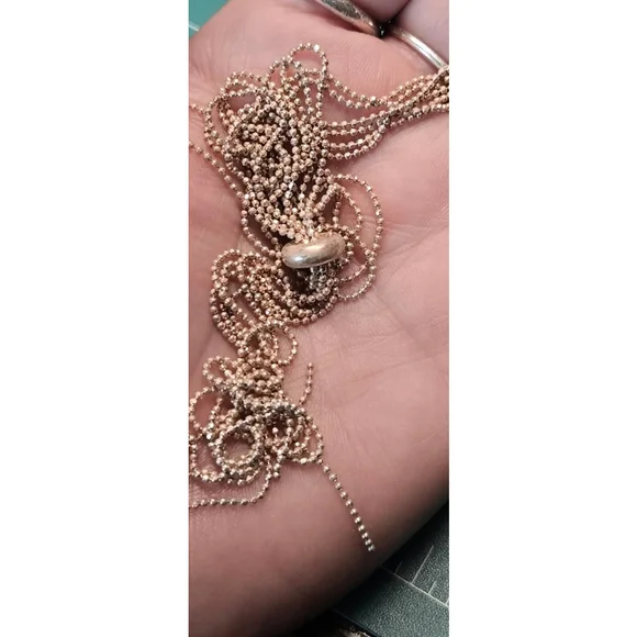 Necklace 925 sterling 3 strands lariat style pre-owned light gold - Picture 10 of 10